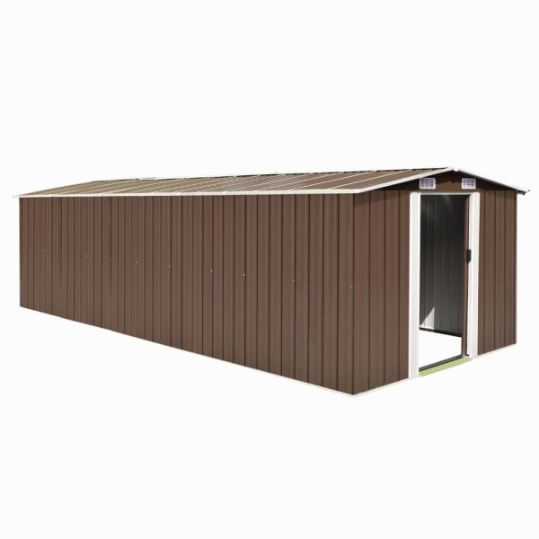 Abrigo de jardim 257x580x181 cm metal castanho