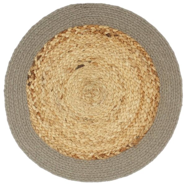 Individuais de mesa 6 pcs juta e algodão 38 cm natural e cinza - Image 2