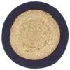 Individuais mesa 4 pcs juta e algodão 38cm natural/azul-marinho - Image 2