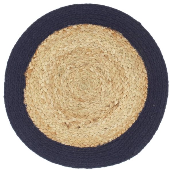 Individuais mesa 6 pcs juta e algodão 38cm natural/azul-marinho - Image 2