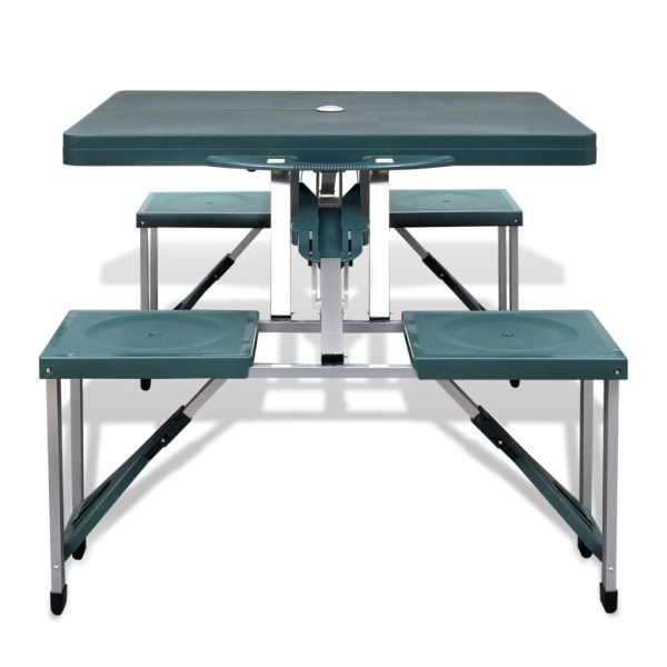 Conjunto mesa campismo c/ 4 bancos alumínio extra verde-claro - Image 2