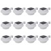 Candeeiros solares de exterior LED para vedações 12 pcs branco