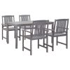 5 pcs conjunto de jantar para exterior acácia maciça cinzento