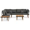 4 pcs conj. lounge jardim c/ almofadões madeira acácia maciça - Image 2