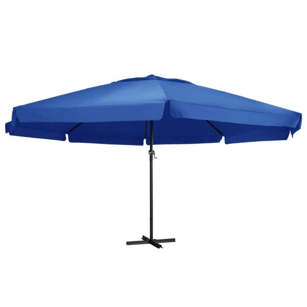 Guarda-sol de jardim com poste alumínio 500 cm azul-ciano