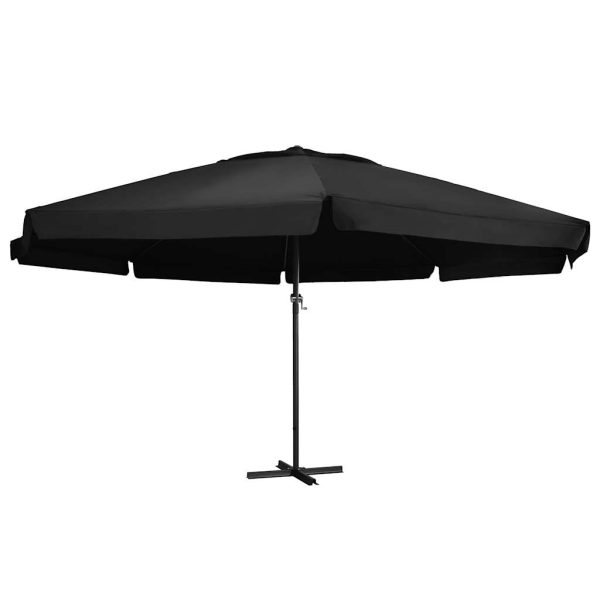 Guarda-sol de jardim com poste de alumínio 600 cm preto