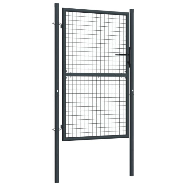 Portão de jardim em rede aço galvanizado 100x225 cm cinzento - Image 2