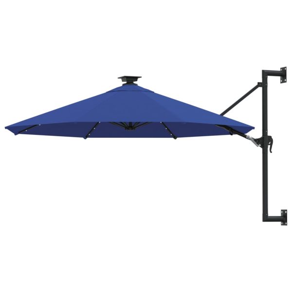 Guarda-sol para jardim de parede com luzes LED 300 cm azul