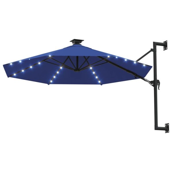 Guarda-sol para jardim de parede com luzes LED 300 cm azul - Image 2