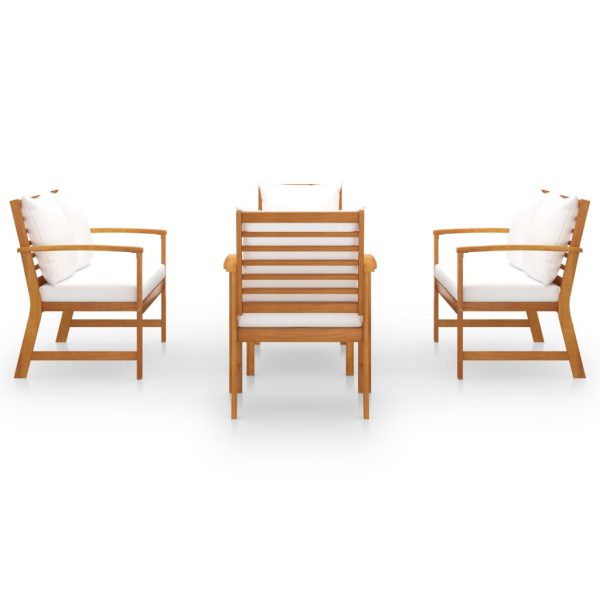 5 pcs conjunto lounge de jardim c/ almofadões acácia maciça - Image 2