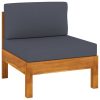 9 pcs conj. lounge de jardim c/ almofadões cinza-escuro acácia - Image 3