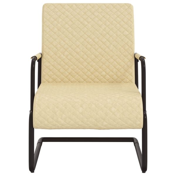 Cadeira cantilever em couro artificial cor creme - Image 2