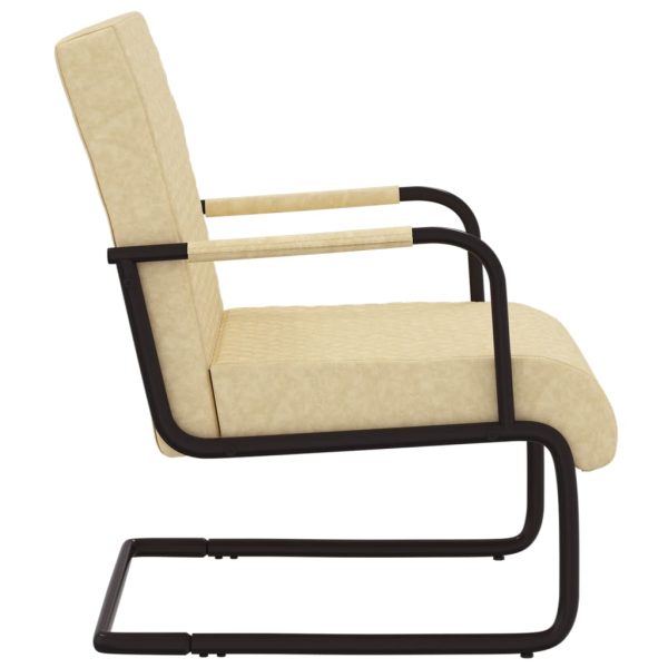 Cadeira cantilever em couro artificial cor creme - Image 3