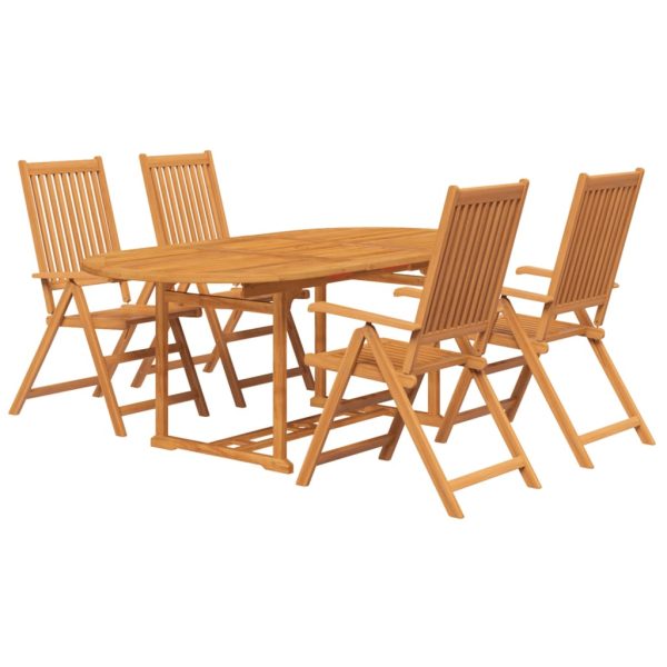5 pcs conjunto de jantar para jardim madeira de acácia maciça - Image 2