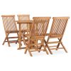 5 pcs conjunto jantar dobrável p/ exterior madeira teca maciça