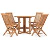 5 pcs conjunto jantar dobrável p/ exterior madeira teca maciça - Image 2