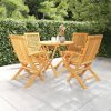 5 pcs conjunto de jantar para jardim madeira de teca maciça