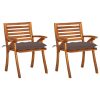 Cadeiras de jantar jardim c/ almofadões 2 pcs acácia maciça