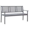 Banco de jardim 3 lugares c/ almofadão 150 cm eucalipto cinza - Image 2