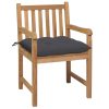 Cadeiras de jardim c/ almofadões antracite 2 pcs teca maciça - Image 2