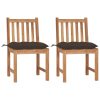 Cadeiras de jardim c/ almofadões 2 pcs madeira de teca maciça