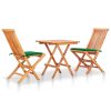 Conjunto bistrô c/ almofadões verdes 3 pcs teca maciça
