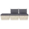 3 pcs conjunto lounge de paletes + almofadões madeira de abeto - Image 2