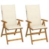 Cadeiras jardim reclináveis c/ almofadões 2 pcs acácia maciça