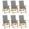 Cadeiras de jardim dobráveis c/ almofadões 6 pcs acácia maciça