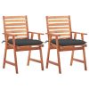 Cadeiras de jantar p/ jardim 2 pcs c/ almofadões acácia maciça