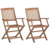 Cadeiras de jardim dobráveis c/ almofadões 2 pcs acácia maciça - Image 2