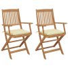 Cadeiras de jardim dobráveis c/ almofadões 2 pcs acácia maciça