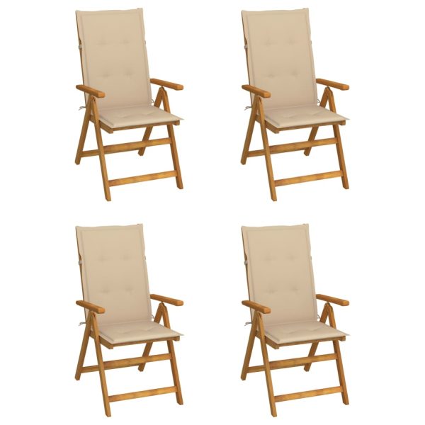Cadeiras jardim reclináveis c/ almofadões 4 pcs acácia maciça