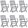 Cadeiras exterior dobráveis c/ almofadões 6 pcs acácia maciça - Image 2
