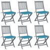 Cadeiras exterior dobráveis c/ almofadões 6 pcs acácia maciça