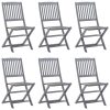 Cadeiras exterior dobráveis c/ almofadões 6 pcs acácia maciça - Image 3