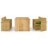 7 pcs conj. de jantar p/ jardim c/ almofadões pinho impregnado - Image 2