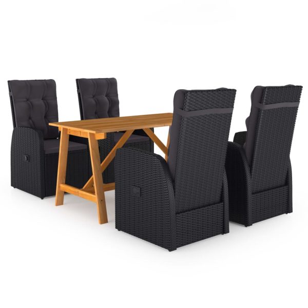 5 pcs conjunto de jantar de jardim preto