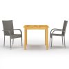 3 pcs conjunto de jantar para jardim cinzento