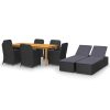 9 pcs conjunto de jantar para jardim preto