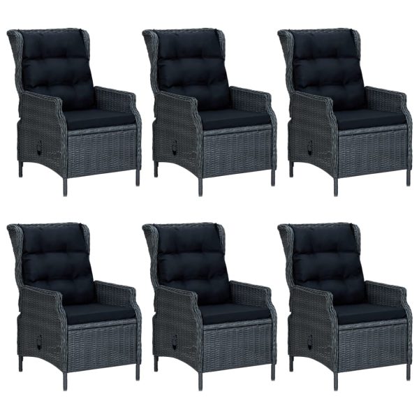 7 pcs conjunto de jantar para jardim cinzento-escuro - Image 2