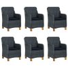 7 pcs conjunto de jantar para jardim cinzento-escuro - Image 2