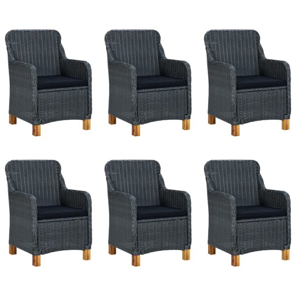 7 pcs conjunto de jantar para jardim cinzento-escuro - Image 2