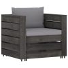 2 pcs conj. lounge jardim + almofadões madeira impreg. cinzento - Image 2