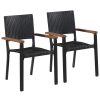 3 pcs conjunto de jantar para jardim preto - Image 2