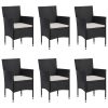 7 pcs conjunto de jantar para jardim vime PE preto - Image 3