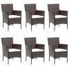 7 pcs conjunto de jantar para jardim vime PE castanho - Image 2