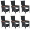 7 pcs conjunto de jantar para jardim vime PE preto - Image 2