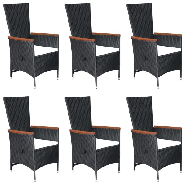 7 pcs conjunto de jantar para jardim vime PE preto - Image 2