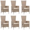 7 pcs conjunto de jantar para jardim vime PE bege - Image 2